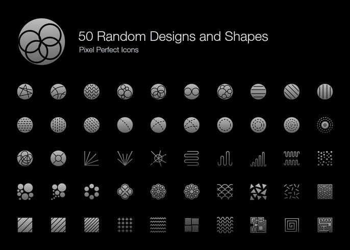 50 willekeurige ontwerpen en vormen Pixel Perfect-pictogrammen (Filled Style Shadow Edition). vector