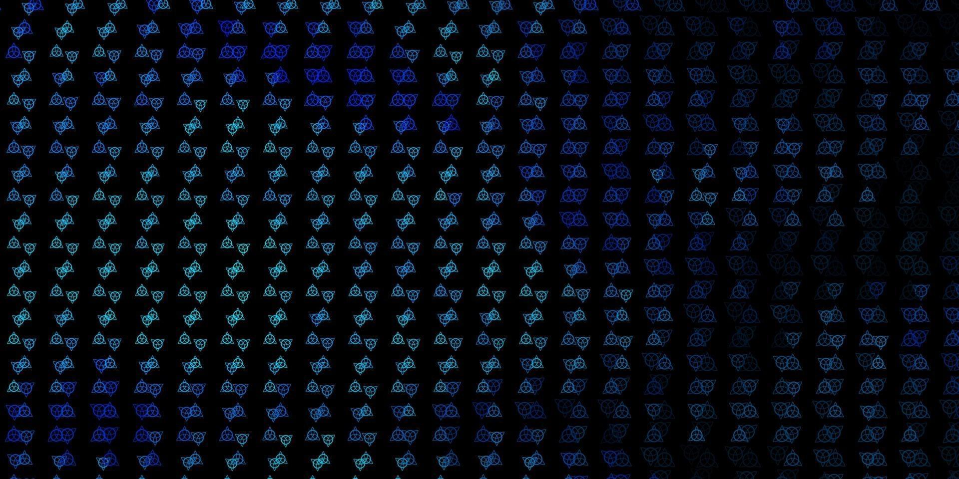 donkerblauwe vectorachtergrond met mysteriesymbolen. vector