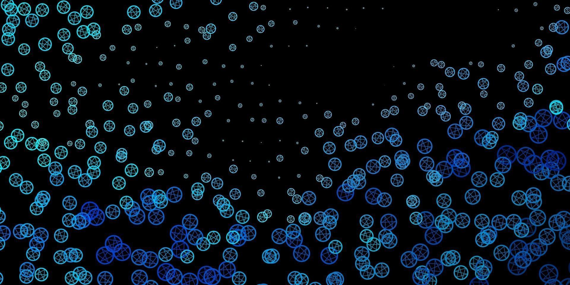 donkerblauwe vectorachtergrond met occulte symbolen. vector