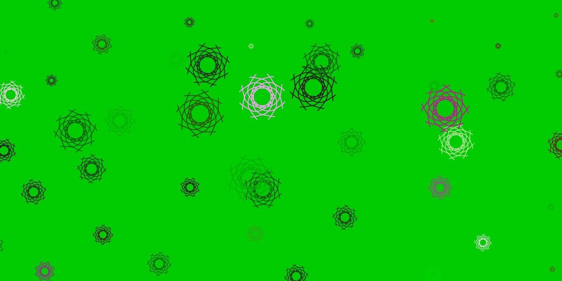 lichtroze, groene vectorachtergrond met chaotische vormen. vector