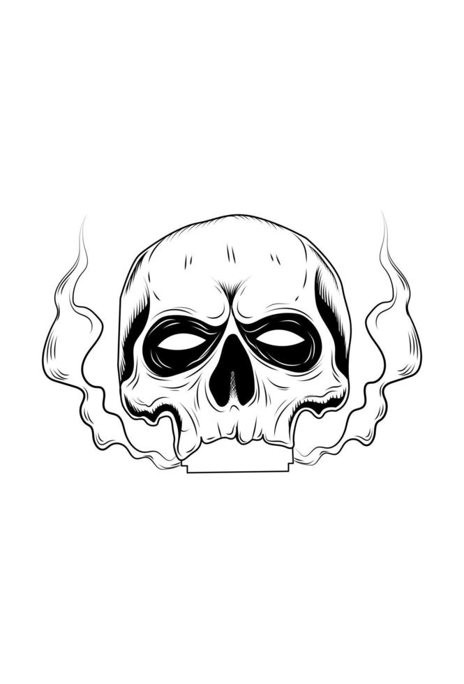 schedel met rook vectorillustratie vector