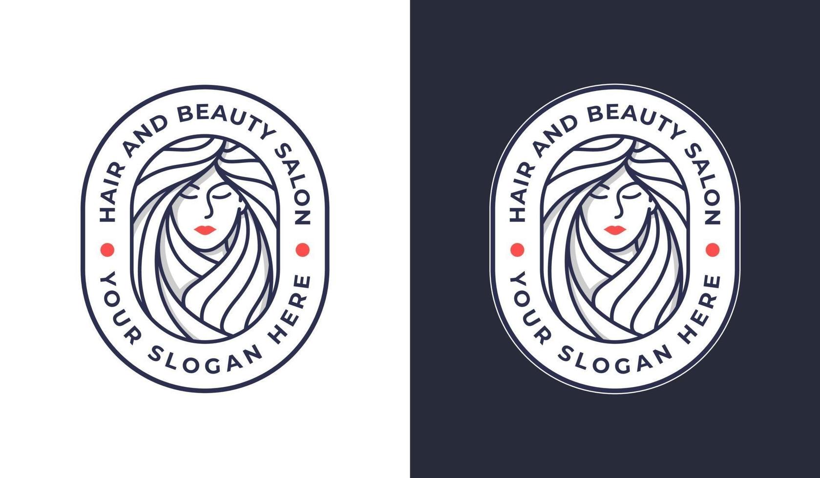 vrouw kapsalon logo badge ontwerp in 2 kleuren vector