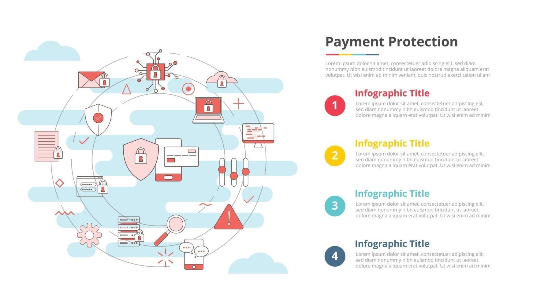 betalingsbeschermingsconcept voor infographic sjabloonbanner met vierpuntslijstinformatie vector