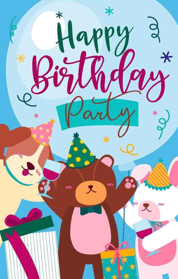 dierenuitnodiging verjaardagsbanner en element voor ontwerpposter, uitnodigingskaart, flyer vector
