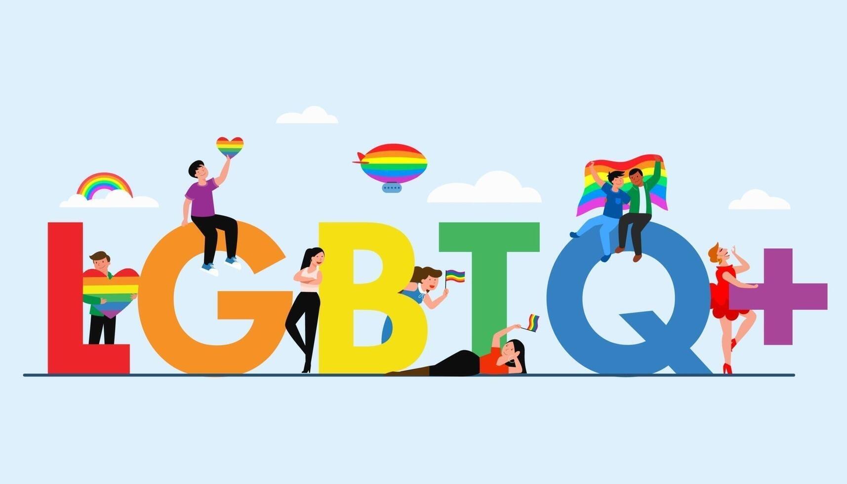 gelukkig trots maand lbgtq concept. trotsmaand met regenboogvlag. vector