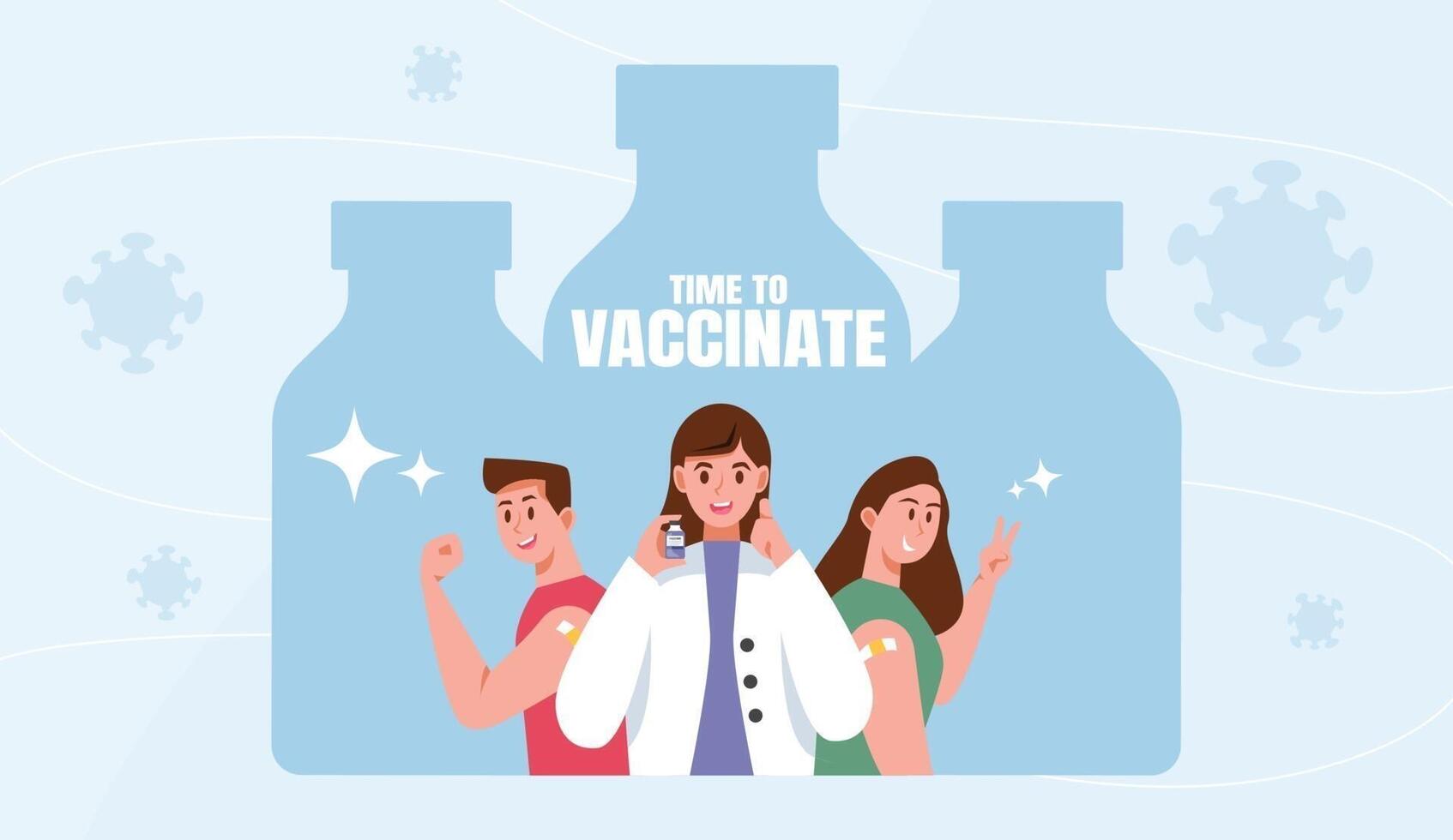 tijd voor coronavirus vaccinatie vector illustratie concept.