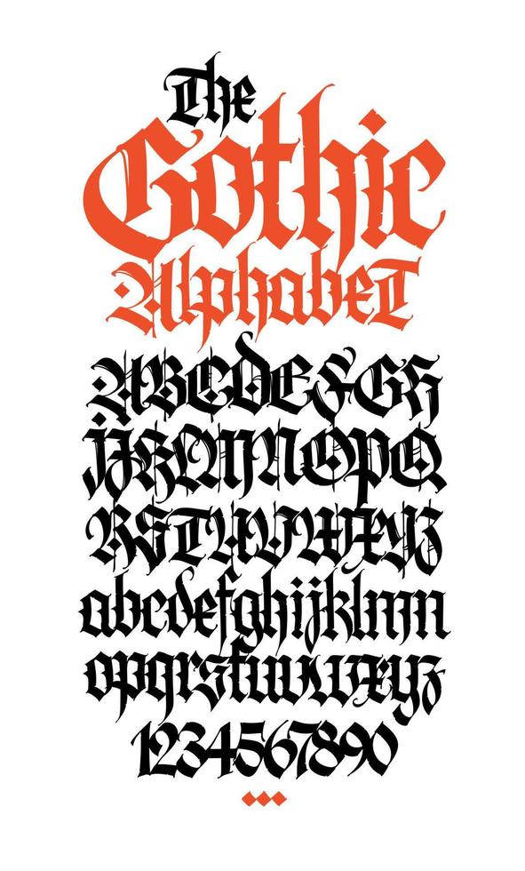 gotisch. vector. hoofdletters en kleine letters op een witte achtergrond vector