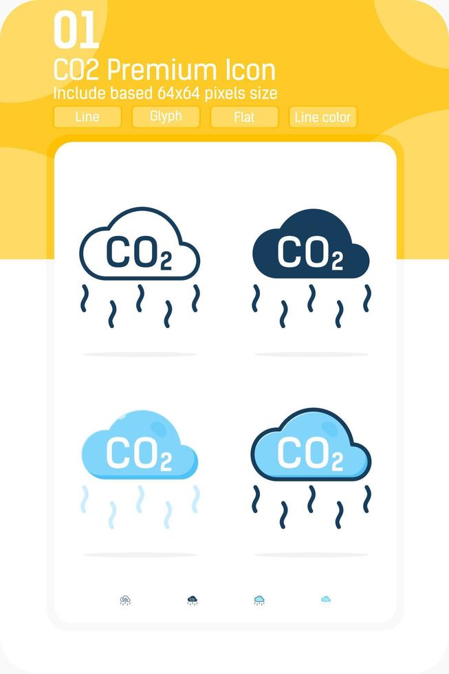 co2 premium icoon met meerdere stijl geïsoleerd op een witte achtergrond uit ecologie collectie. kooldioxide formule vector illustratie concept ontwerpsjabloon voor webdesign en mobiele app, ui en ux