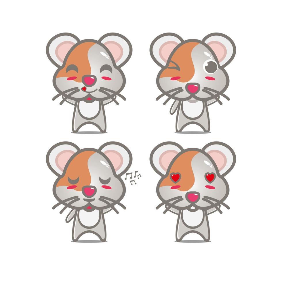 schattige hamster set collectie. vectorillustratie hamster mascotte karakter vlakke stijl cartoon. geïsoleerd op een witte achtergrond. schattig karakter hamster mascotte logo idee bundel concept vector
