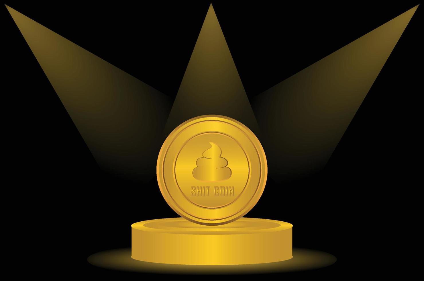 shitcoin crypto-valuta op gouden podium vector