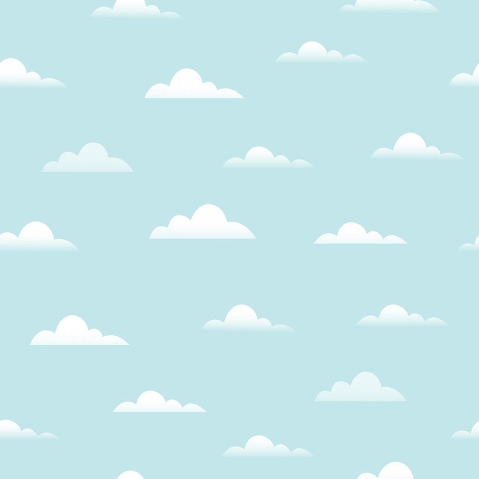 naadloze patroon hemelachtergrond met witte wolken handgeschilderd ontwerp in kinderstijl gebruikt voor stof, mode, textiel, vectorillustratie vector
