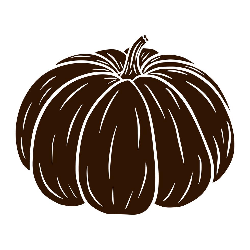 sprookjesachtige squash silhouet. herfst kalebas illustratie. rijpe pompoen schaduw. element voor herfst decoratief ontwerp, halloween-uitnodiging, oogst, sticker, print, logo, menu, recept vector