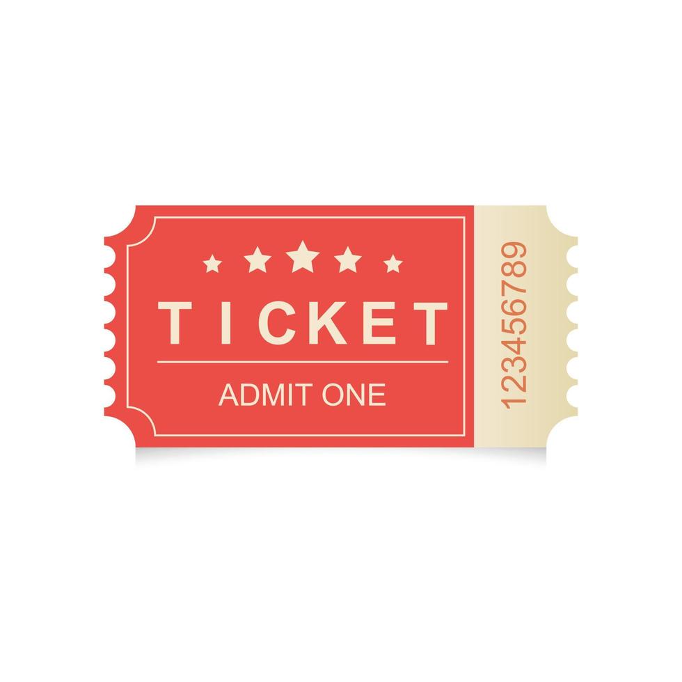 rood retro ticket, platte vectorillustratie vector