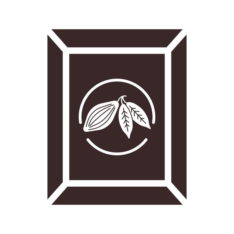 stuk chocolade silhouet. zoete cacaosnack. candy bar schaduw voor logo, sticker, print, recept, menu, pakketontwerp en decoratie vector