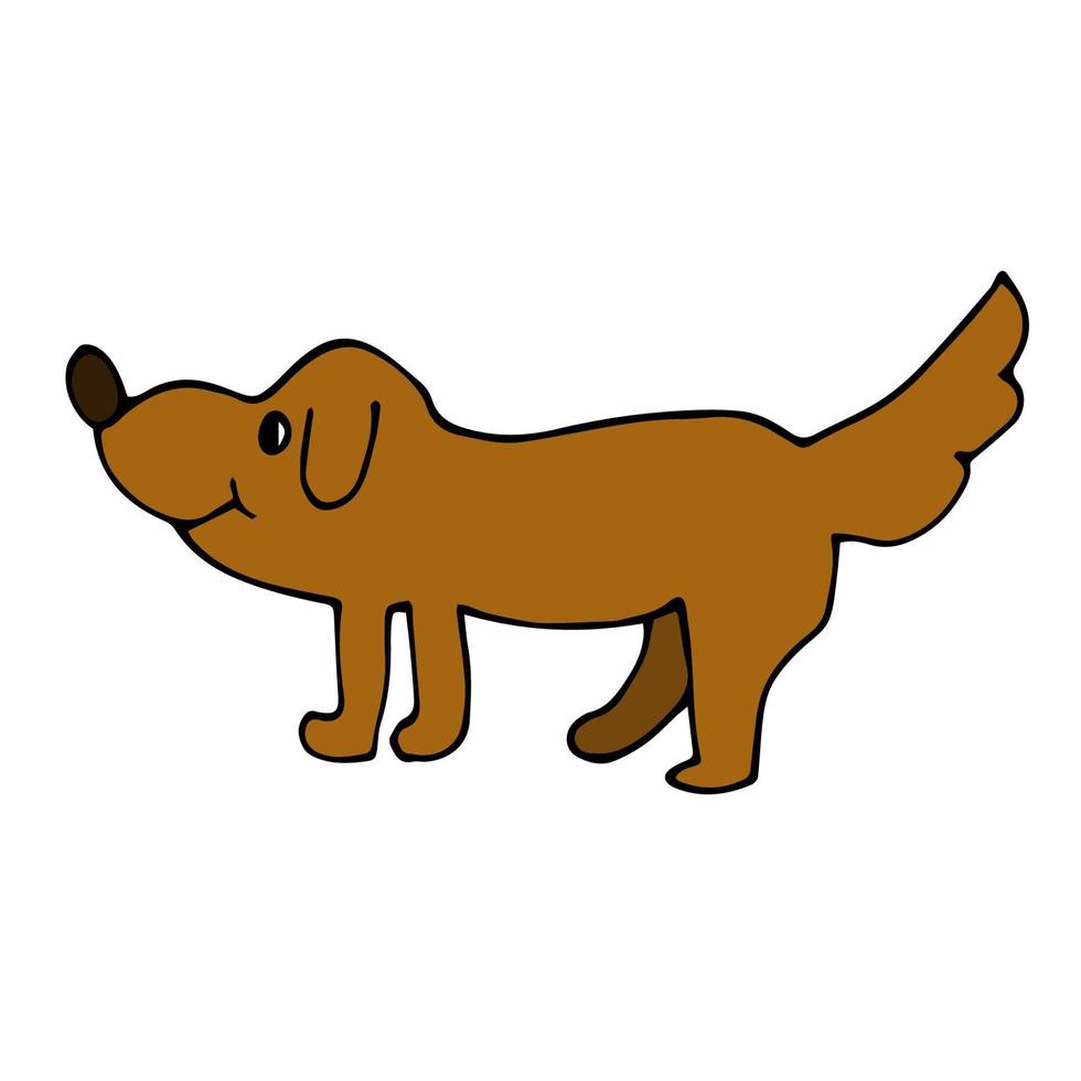 cartoon doodle lineaire hond geïsoleerd op een witte achtergrond. kinderlijke stijl. vector