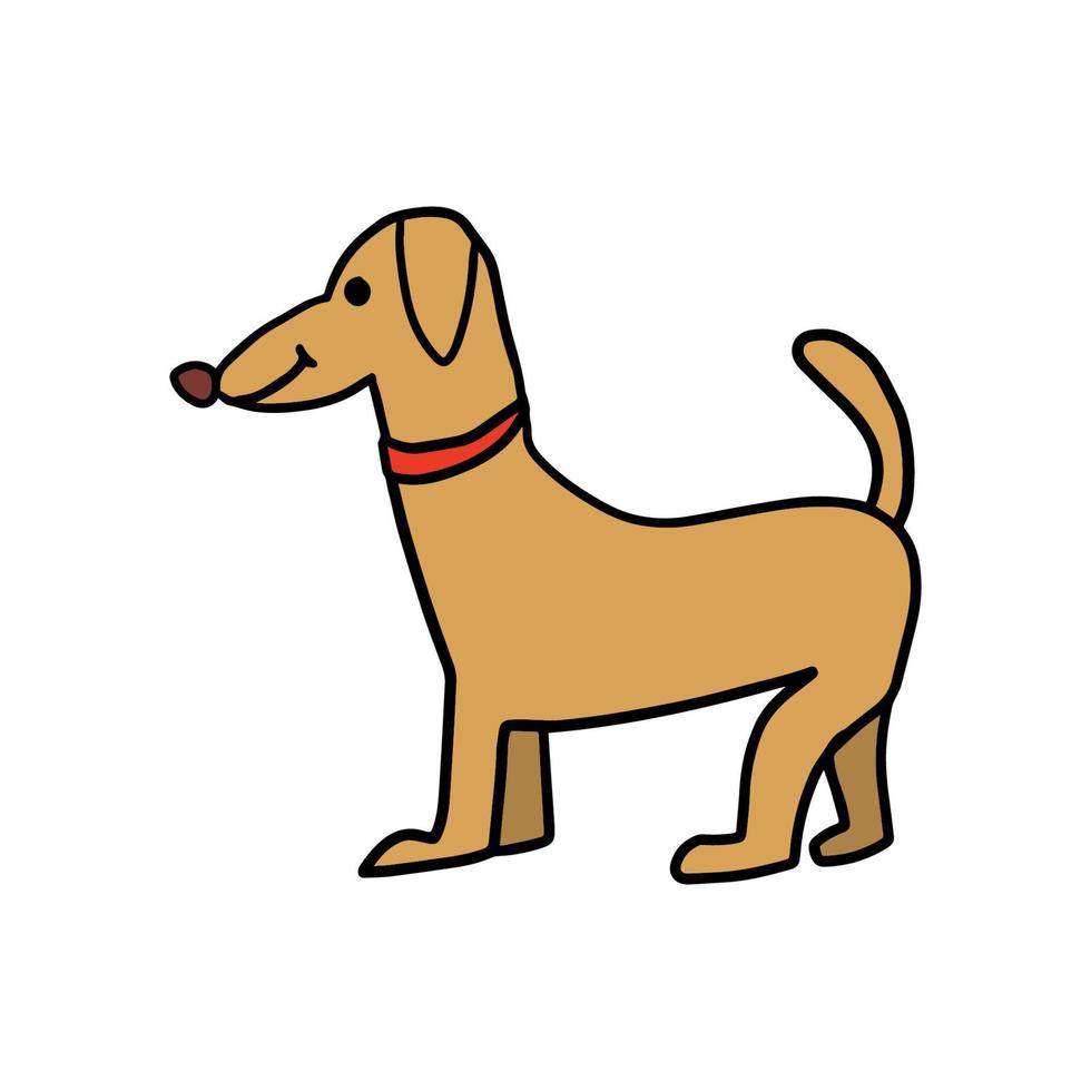 schattige cartoon doodle lineaire hond geïsoleerd op een witte achtergrond. huisdier pictogram. vector