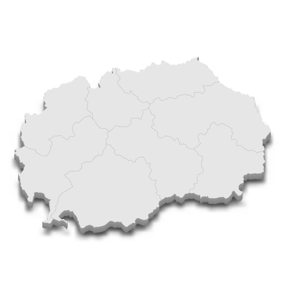 3D-kaart met randen van regio's vector