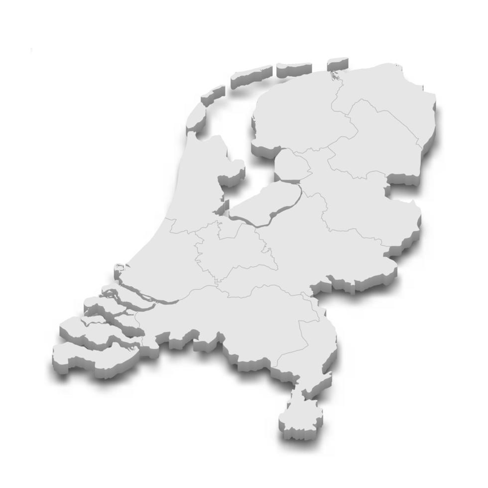 3D-kaart met randen van regio's vector