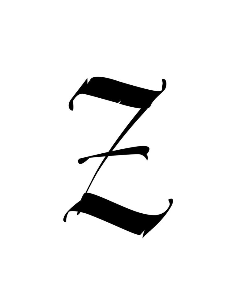 alfabet. het symbool is geïsoleerd op een witte achtergrond. kalligrafie en belettering. middeleeuwse Latijnse letter. logo voor het bedrijf vector