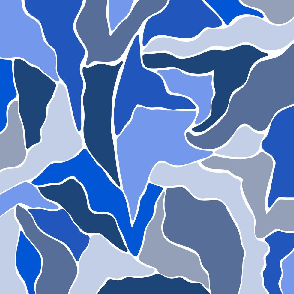 indigoblauw minimaal mozaïek scrappy vormpatroon vector