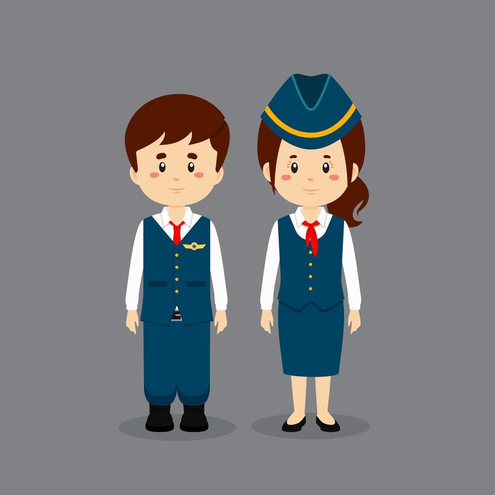 paar karakter dragen steward en stewardess jurk vector