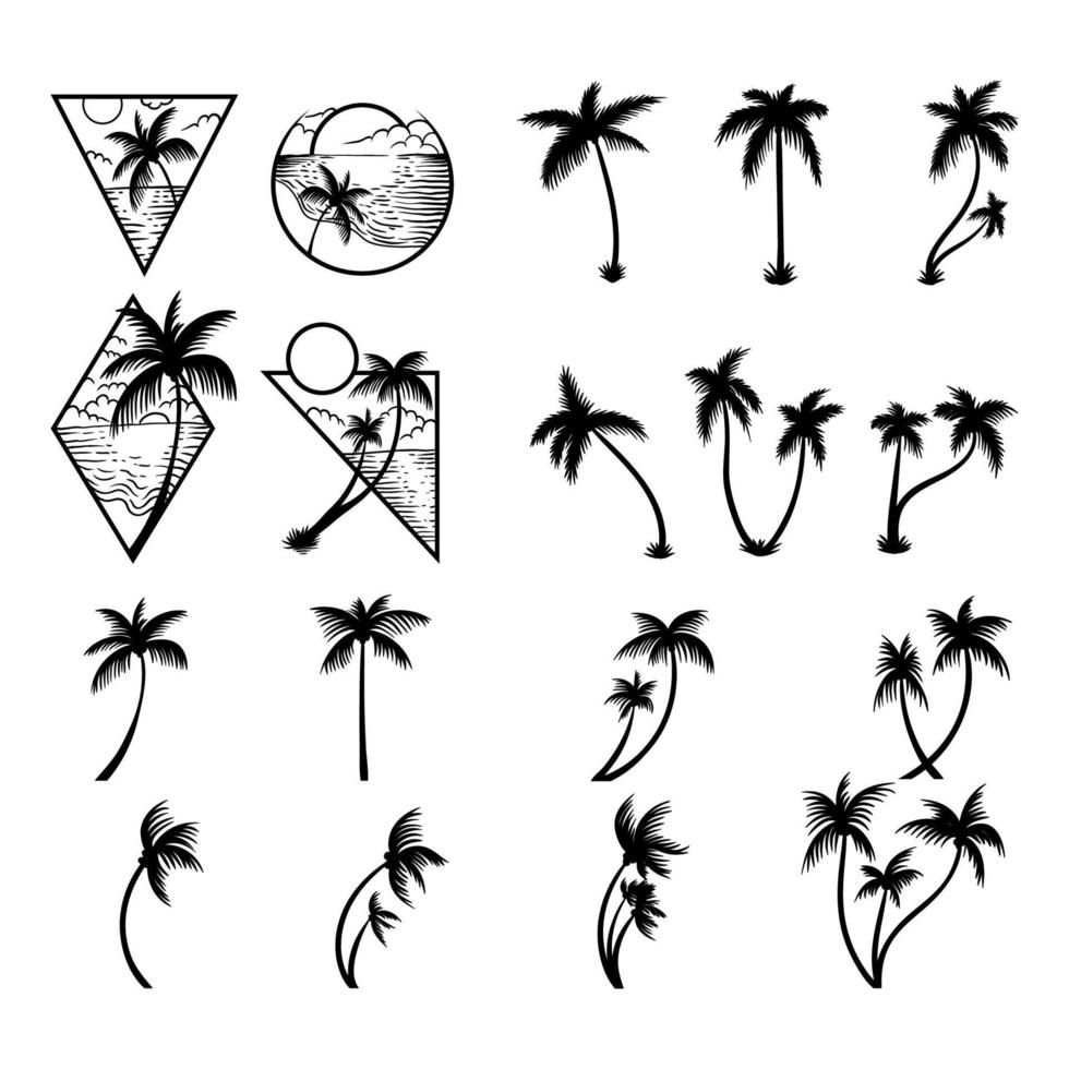 kokospalm silhouet set collectie vector