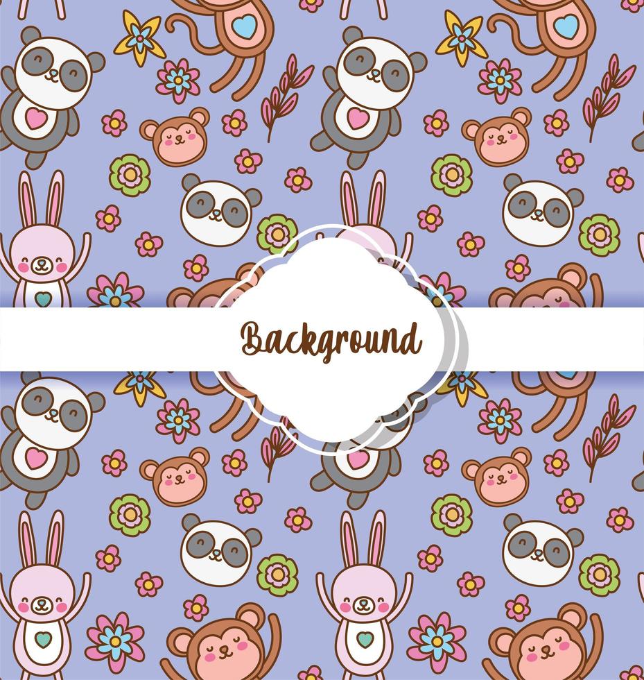 achtergrond schattige dieren decoratie platte lay-out vector