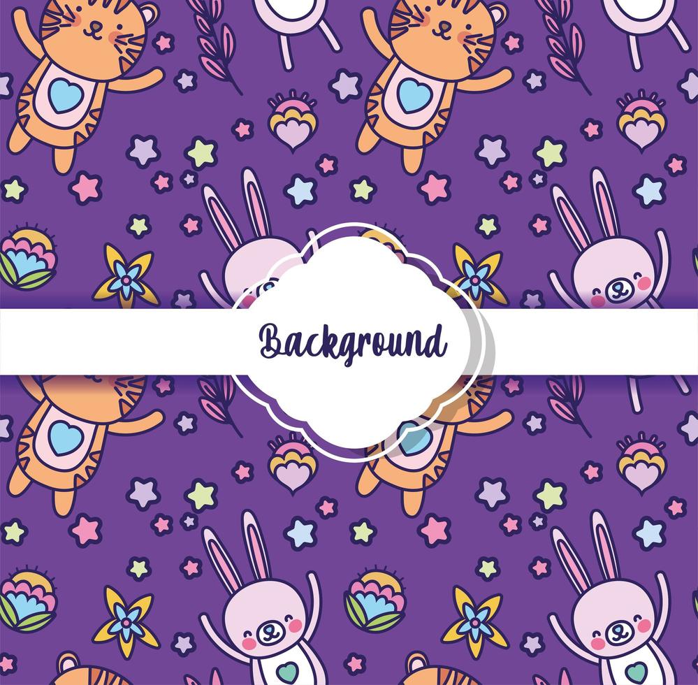 achtergrond schattige dieren decoratie platte lay-out vector