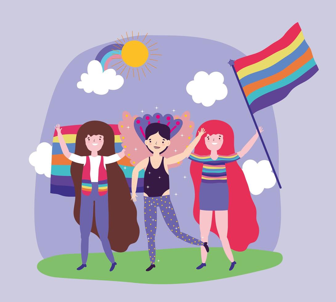 mensen gemeenschap lgbtq plat ontwerp vector