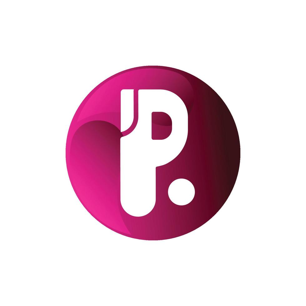 letter p-logo. p brief ontwerp vector met stippen. paarse cirkel. ontwerpsjabloonelement. ontwerp vectorillustratie