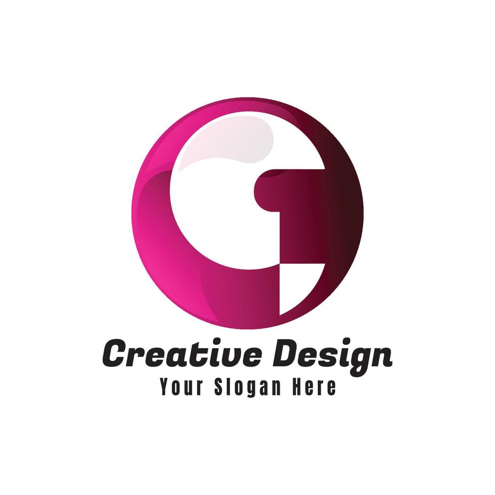 letter g-logo. paarse cirkel. ontwerpsjabloonelement. ontwerp vectorillustratie vector