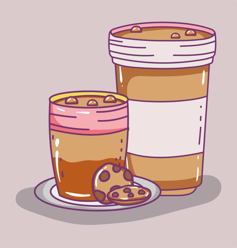 koffie tijd schets plat ontwerp vector