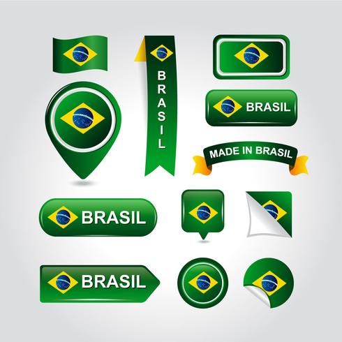 Set van Brazilië Element vlag Vector