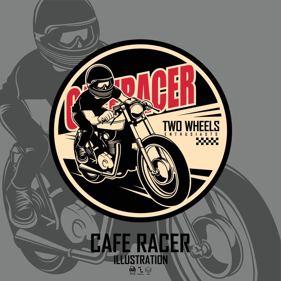 caferacer-logo sjabloon met een grijze background.eps vector