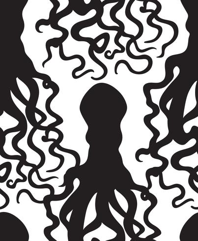 Octopus zee voedsel naadloze patroon. Geest halloween sieraad. vector