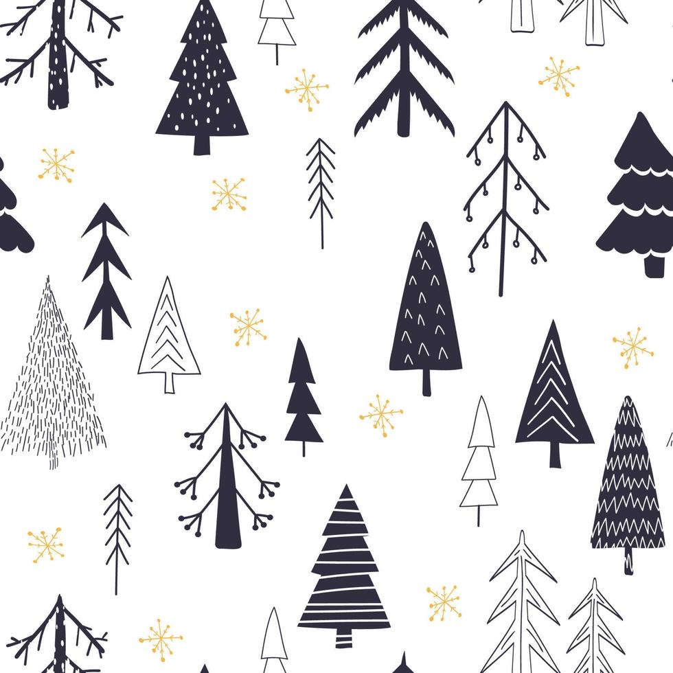 winterbos, kerstbomen. kerst naadloos patroon vector