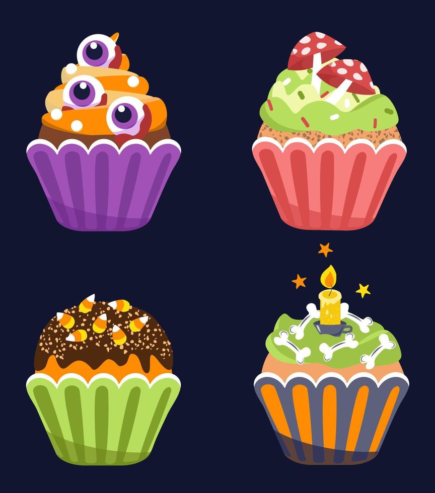 Halloween-cupcakes. vectorillustratie. vector