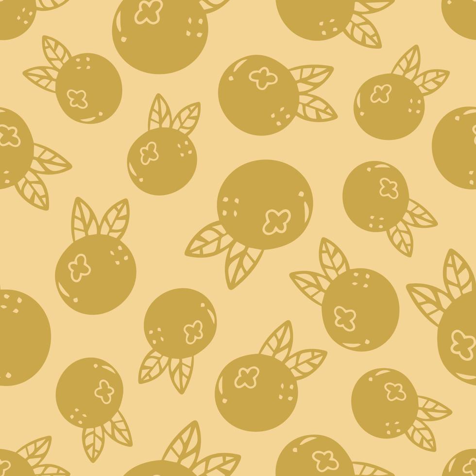 naadloos patroon van handgetekende bosbes in gouden kleur. achtergrond voor printverpakking, verpakking, schrift en ander ontwerp. vector