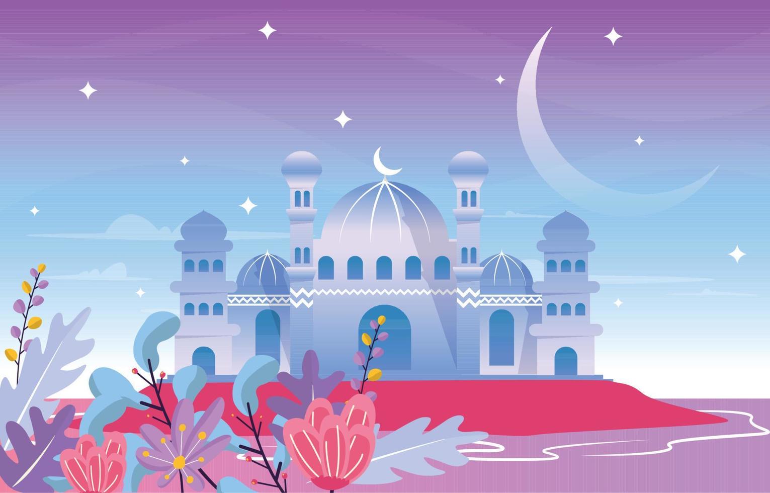 ramadan kareem eid mubarak moskee natuur islamitische viering illustratie vector