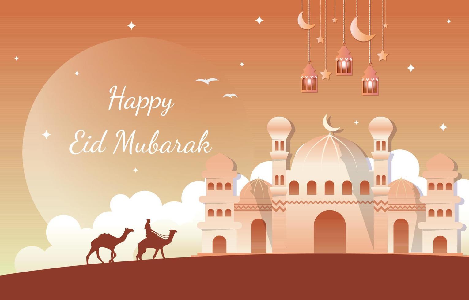 Arabische gelukkige eid mubarak moslim islamitische viering vectorillustratie vector