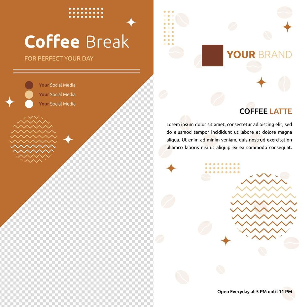 koffie café social media postsjabloon online promotie fotoruimte vector