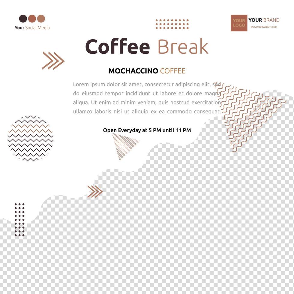 koffie café sociale media post sjabloon flyer promotie foto ruimte vector
