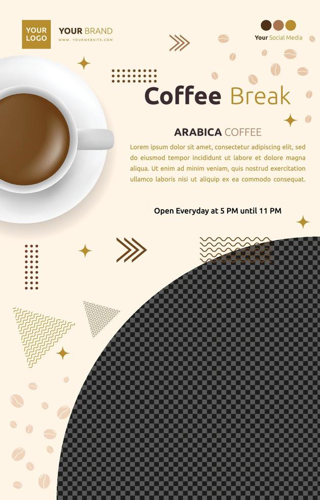 koffie café sociale media post sjabloon flyer promotie lege ruimte vector
