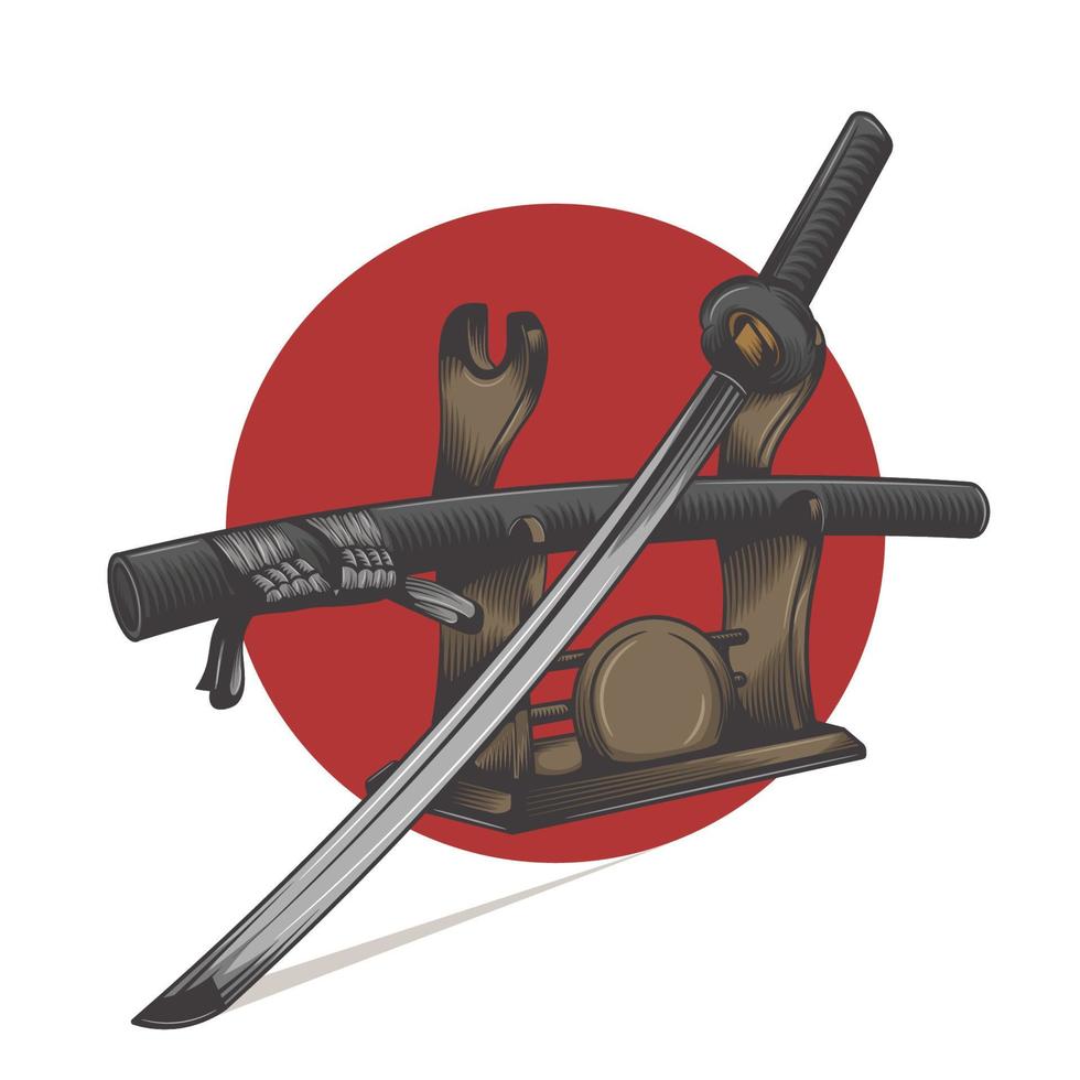 katana zwaard vectorillustratie uit japan vector