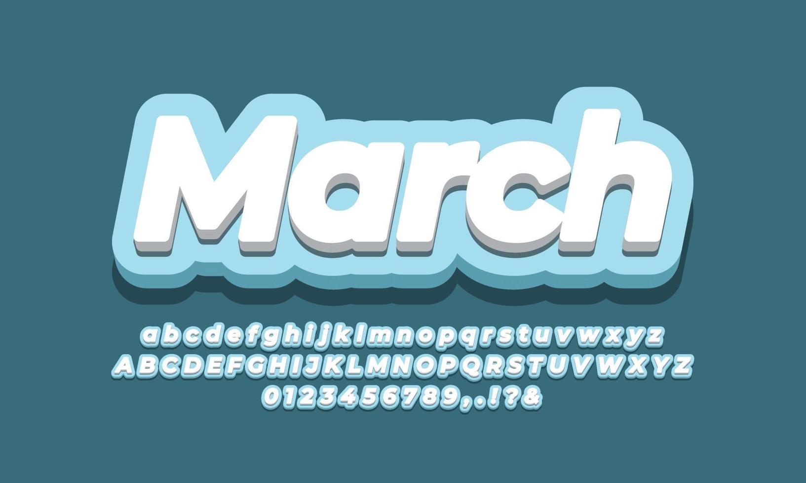 maart maand tekst 3d blauw ontwerp vector