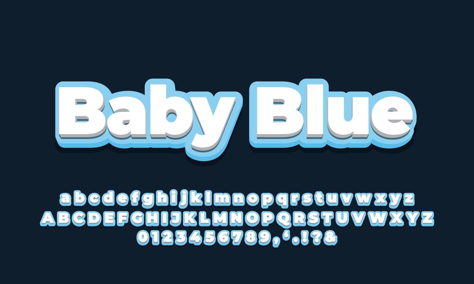 blauw zacht met wit 3D-lettertypeeffect of ontwerp van tekststijlen vector