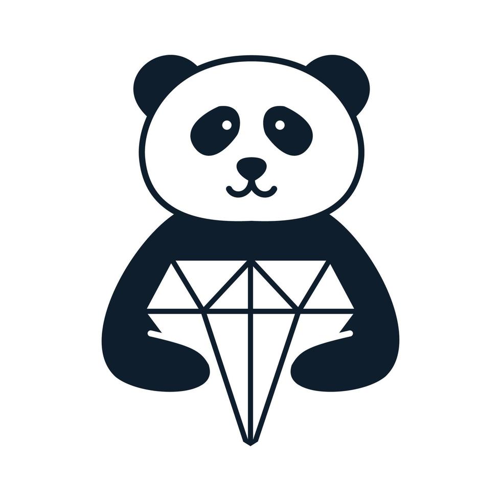 dierlijke panda met diamant logo vector pictogram ontwerp