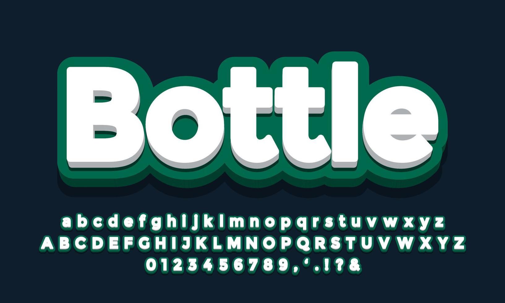 donkergroen met wit 3D-lettertypeeffect of teksteffectontwerp vector