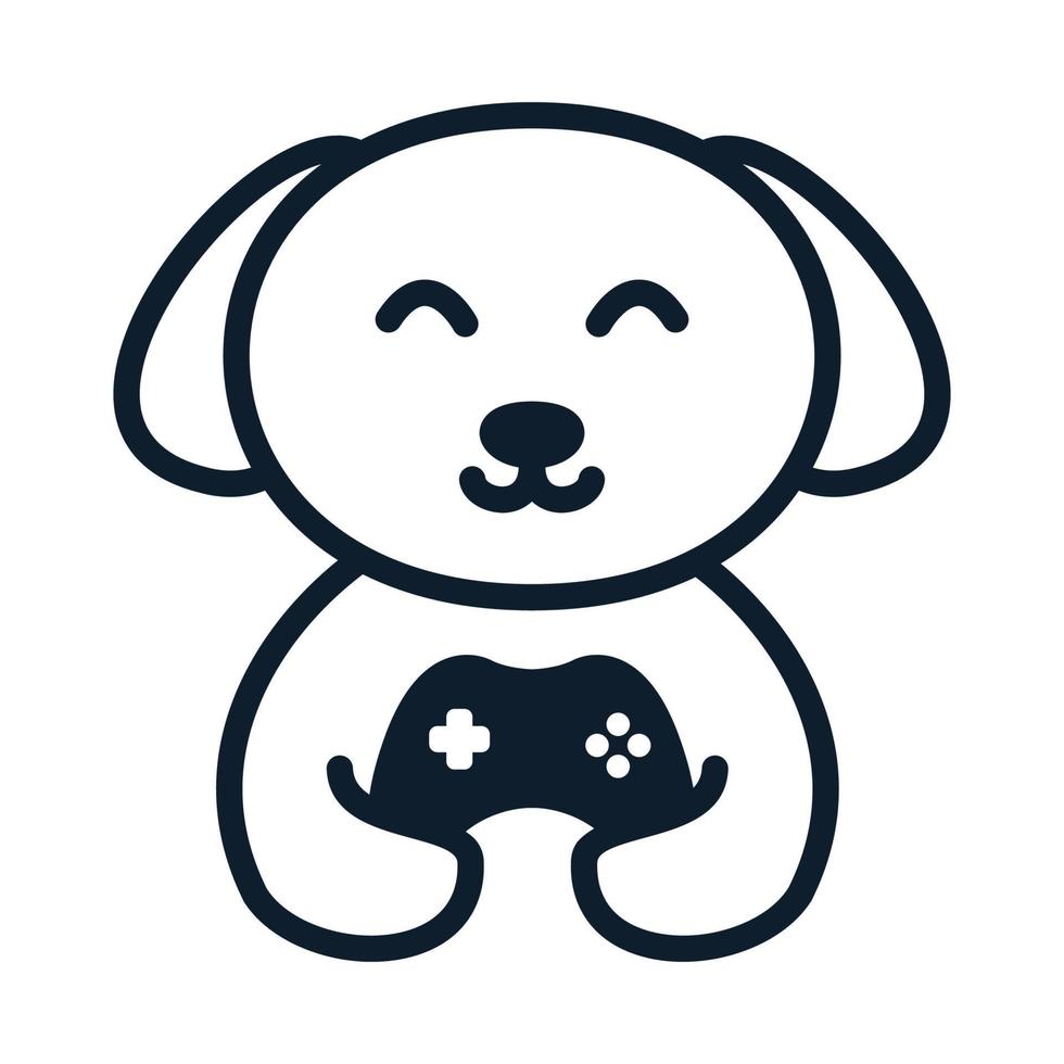 hond met stok spel lijnen logo vector pictogram ontwerp