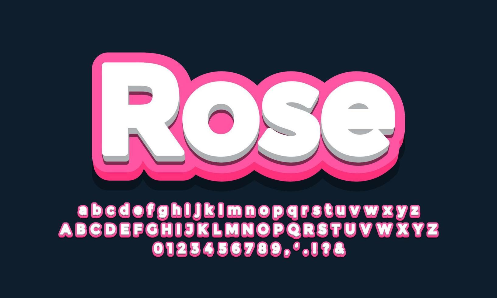 roos met wit 3D-lettertypeeffect of teksteffectontwerp vector